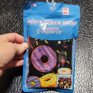 Ironyte Donut Print Black Boxer Briefs